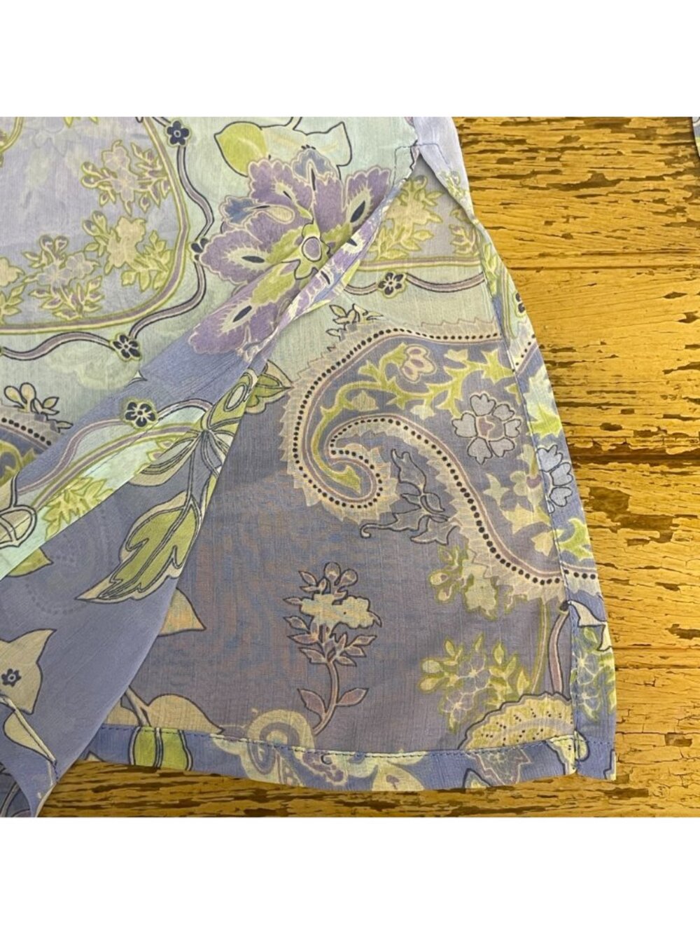 Susan Graver Floral Paisley Pintuck Pleated Sheer Top Sz 2X Pastel Spring - Picture 6 of 8